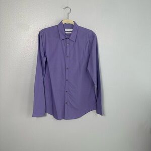 Calvin Klein Shirt Size S Button Up Purple Non Iron Long Sleeve Cotton C…